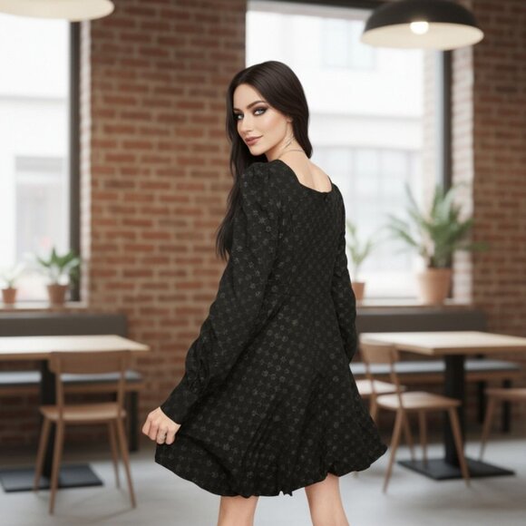 Warning Series Embroidered Black Mini Dress by Punk Rave – Gothic Edition XS - Picture 7 of 12